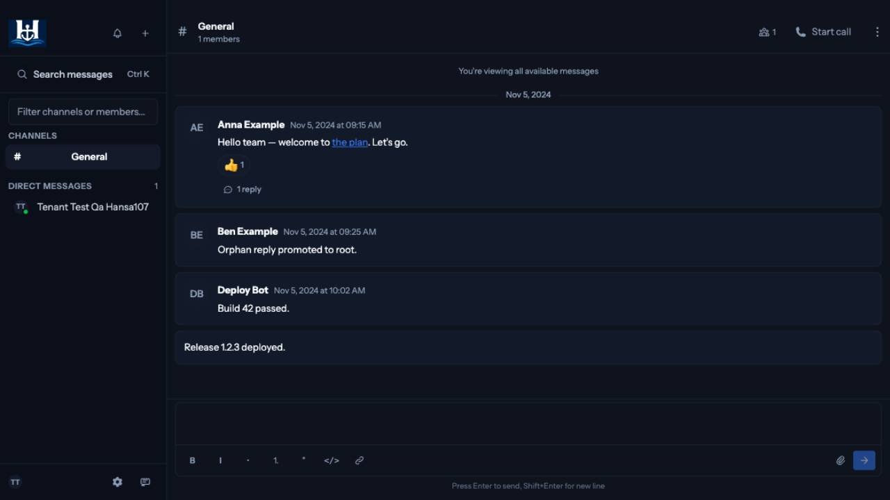 Importierter Microsoft Teams-Verlauf im Kanal General